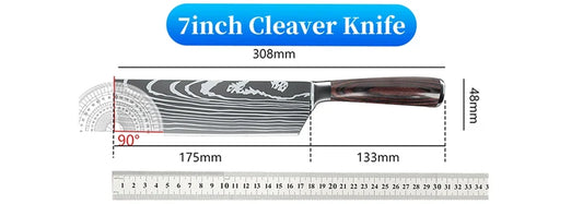 9 Types of Stainless Steel Kitchen Knife, Japanese Chef Knife, Meat Cleaver, Santoku, Bread, Boning, Slicing, Fruit Knife with Gift Box