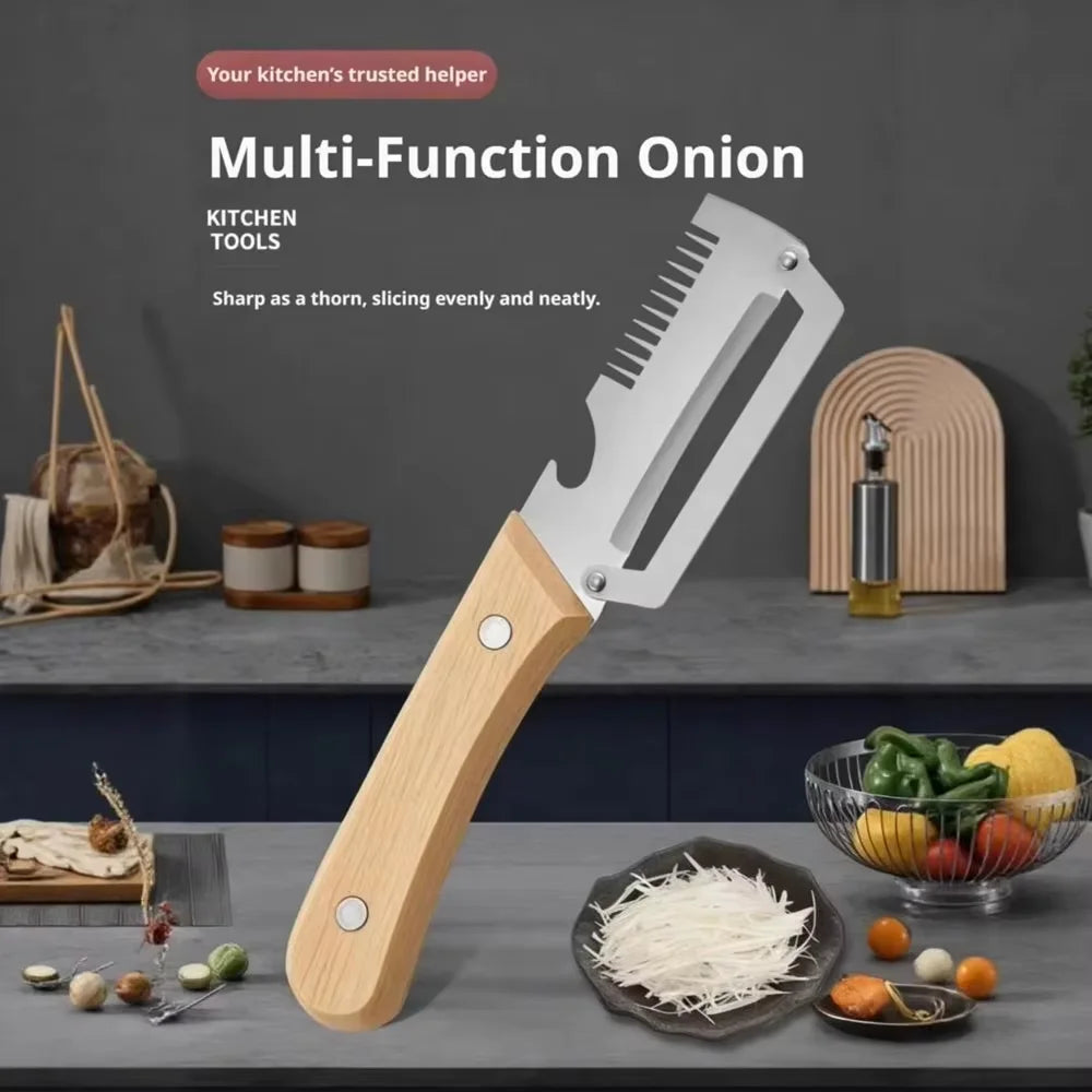 2026 Wooden Multi Functional Vegetable Peeler with Ergonomic Handle for Peeling and Slicing Fruits and Vegetables Durable Smooth