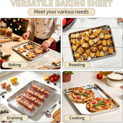 Stainless Steel Baking Sheet with Rack Set, 16"X12"X1"