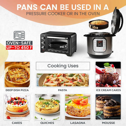 Springform Pan Set of 3 - Non-Stick Leakproof round Cake Pans (6", 8", 10") with 90 Pcs Parchment Paper Liners and Bonus Ebook - Perfect for Cheesecakes, Baking, and More!"