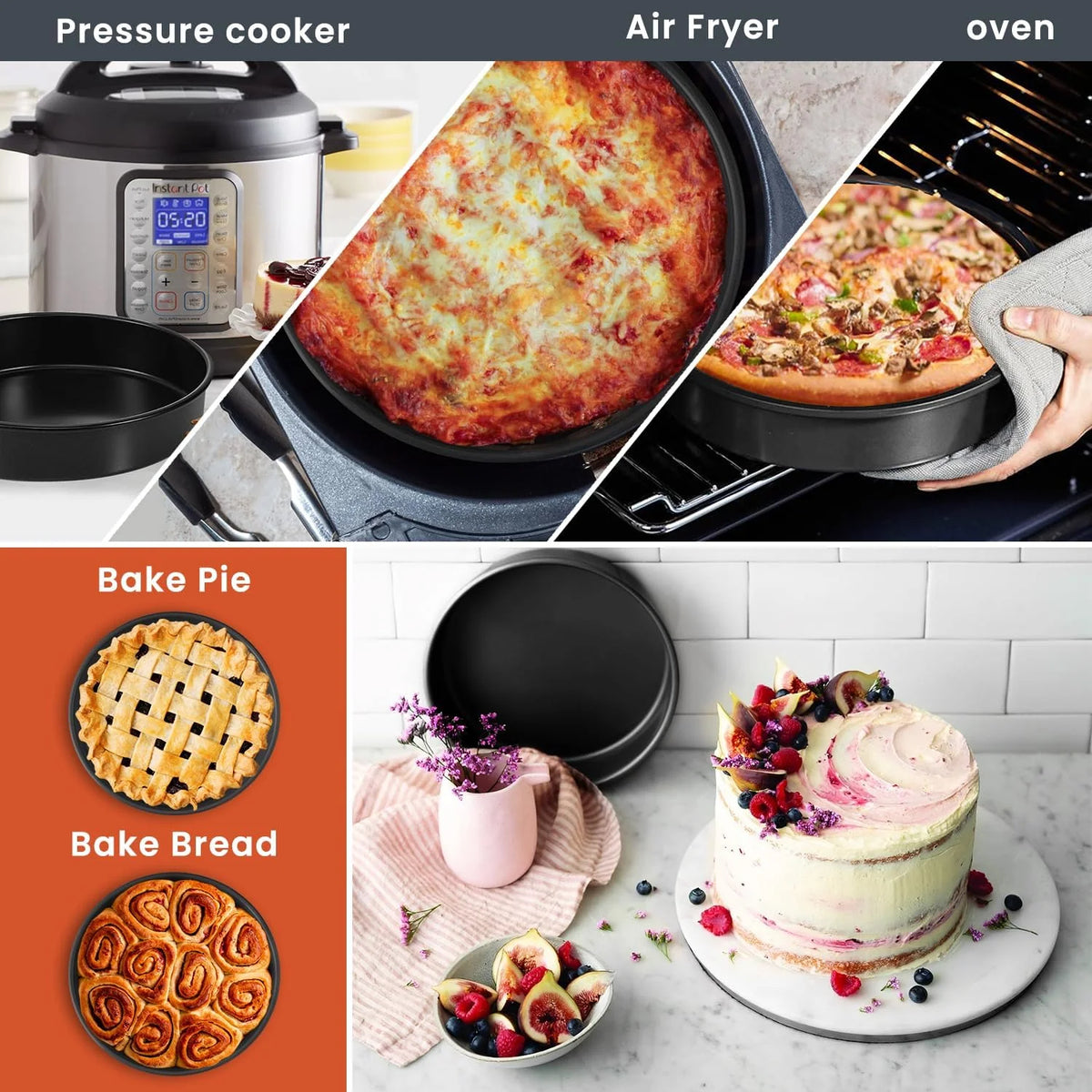 9-Inch round Cakes Pan Set of 2 with 40 Pieces Parchment Paper Rounds, Nonstick Baking Cake Pans Sets for Baking