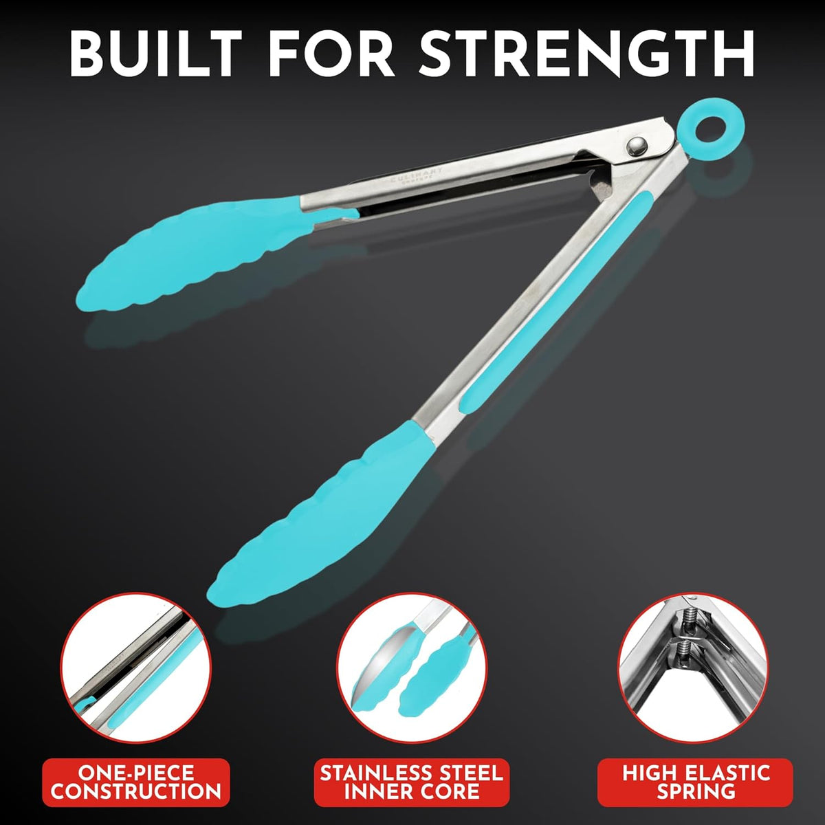 Kitchen Tongs - 12, 9 & 7 Inch Locking Silicone Tongs for Cooking, Set of 3