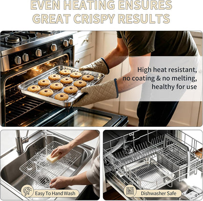 Stainless Steel Baking Sheet with Rack Set, 16"X12"X1"