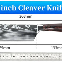 9 Types of Stainless Steel Kitchen Knife, Japanese Chef Knife, Meat Cleaver, Santoku, Bread, Boning, Slicing, Fruit Knife with Gift Box