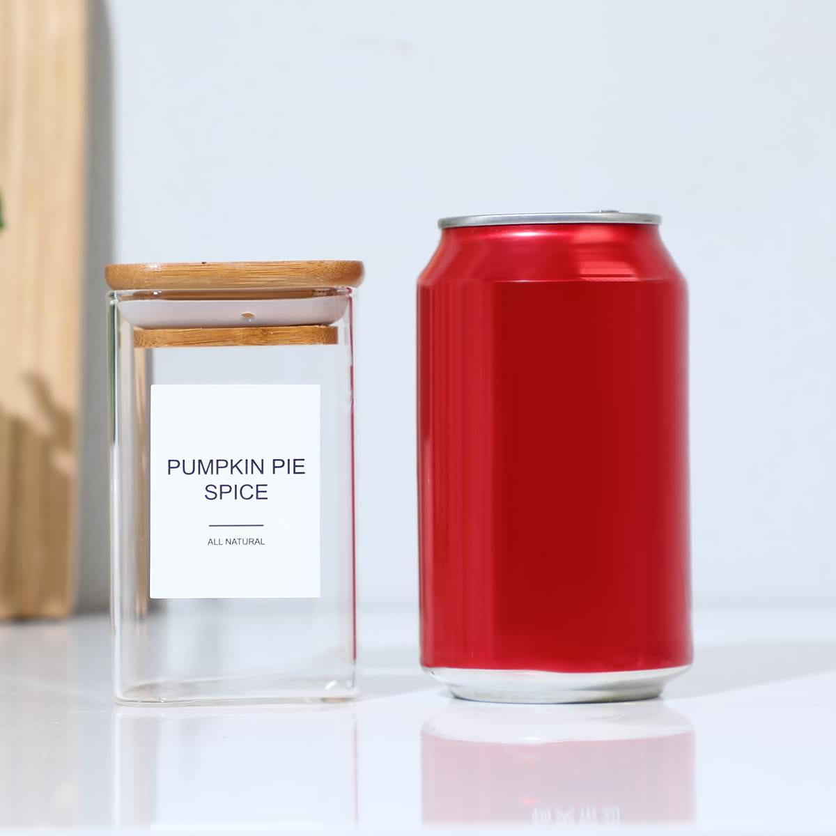 12Pcs Square Spice Jars with 72 Stickers, Kitchen Pepper Jars for Salt Seasoning