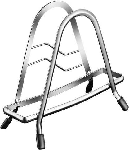 Cutting Board Rack Holder Stand - 304 Stainless Steel Chopping Board Organizer, Pan Rack with Stable Triangle Design, Stainless Steel Cutting Board Hold for Countertop Space Saving