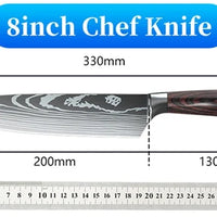 9 Types of Stainless Steel Kitchen Knife, Japanese Chef Knife, Meat Cleaver, Santoku, Bread, Boning, Slicing, Fruit Knife with Gift Box