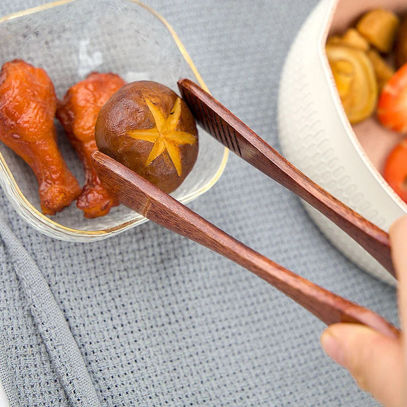 Wooden Tong, Vintage Wood Toaster Tongs BBQ Meat Clip Buffet Food Tongs Bread Steak Kitchen Clamp Serving Tool Kitchen Utensil for Cooking Holding Toast Bacon Muffin Fruits Bread