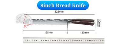 9 Types of Stainless Steel Kitchen Knife, Japanese Chef Knife, Meat Cleaver, Santoku, Bread, Boning, Slicing, Fruit Knife with Gift Box