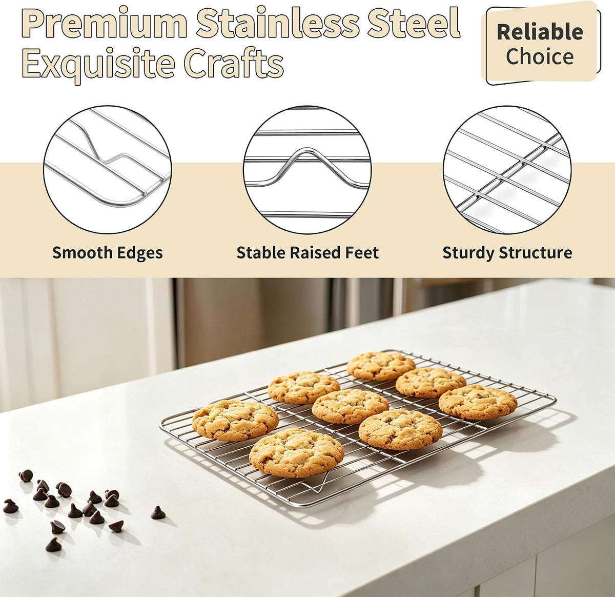 Stainless Steel Baking Sheet with Rack Set, 16"X12"X1"