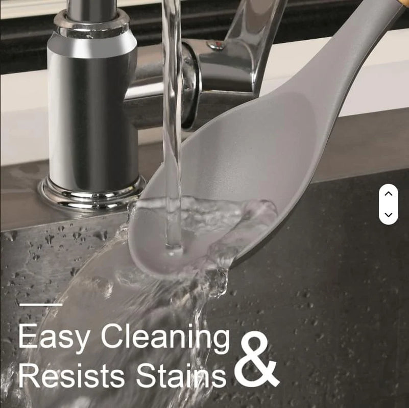 Non-Stick Silicon 12 Pcs Heat Resistant Wooden Handle Kitchen Cooking Utensils Set, Gray Color