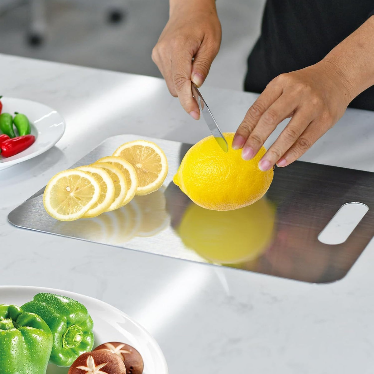 3Pcs Stainless Steel Cutting Board Cutting Boards for Kitchen, Upgrade Double Sided Board, Thick Cutting Board for Home Kitchen Cooking