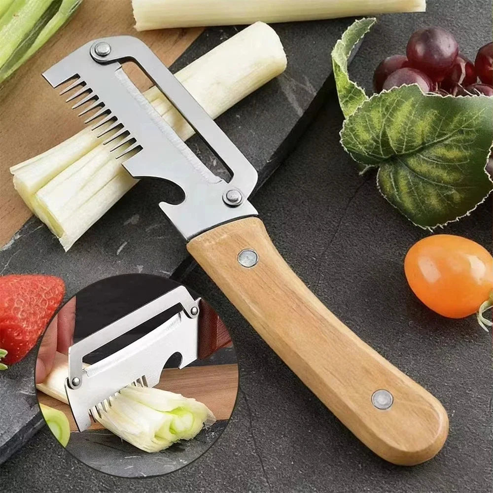 2026 Wooden Multi Functional Vegetable Peeler with Ergonomic Handle for Peeling and Slicing Fruits and Vegetables Durable Smooth