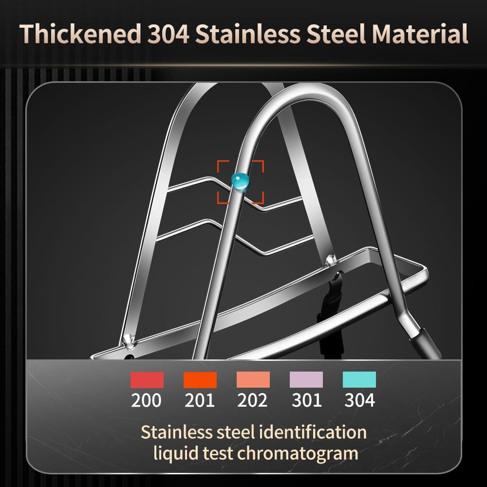 Cutting Board Rack Holder Stand - 304 Stainless Steel Chopping Board Organizer, Pan Rack with Stable Triangle Design, Stainless Steel Cutting Board Hold for Countertop Space Saving