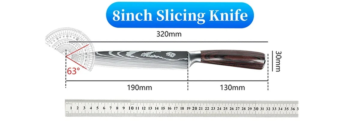 9 Types of Stainless Steel Kitchen Knife, Japanese Chef Knife, Meat Cleaver, Santoku, Bread, Boning, Slicing, Fruit Knife with Gift Box