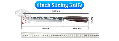 9 Types of Stainless Steel Kitchen Knife, Japanese Chef Knife, Meat Cleaver, Santoku, Bread, Boning, Slicing, Fruit Knife with Gift Box