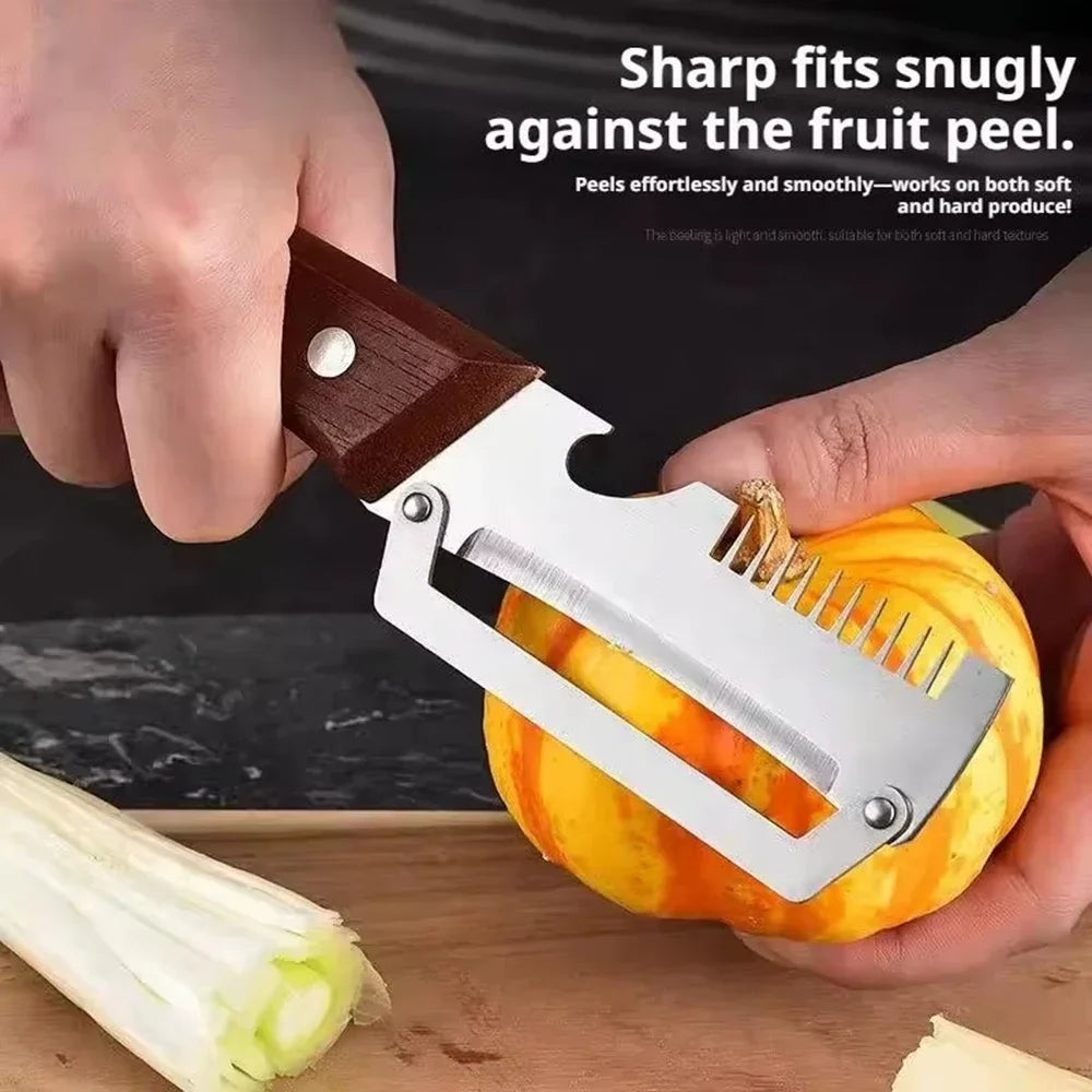 2026 Wooden Multi Functional Vegetable Peeler with Ergonomic Handle for Peeling and Slicing Fruits and Vegetables Durable Smooth