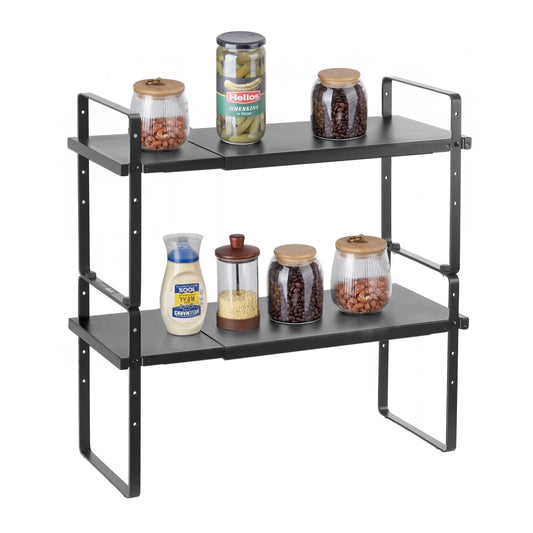 2 Tier Cabinet Organizer Shelf Counter Shelves Steel Kitchen Storage Spice Rack