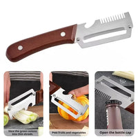 2026 Wooden Multi Functional Vegetable Peeler with Ergonomic Handle for Peeling and Slicing Fruits and Vegetables Durable Smooth