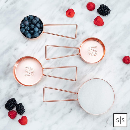 Copper Measuring Cups and Spoons Set, 8-Piece