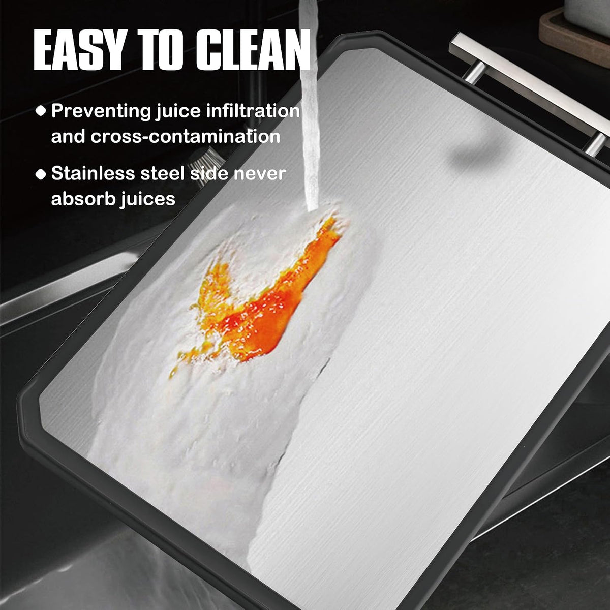 Stainless Steel Cutting Board Set of 2 for Kitchen | Non-Toxic Metal Cutting Board,Double Sided Stainless Steel/Wheat Straw Pp Large for Meat,Dishwasher Safe [16*11+12*8.3 Inch]