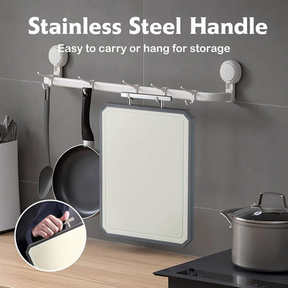 Stainless Steel Cutting Board Set of 2 for Kitchen | Non-Toxic Metal Cutting Board,Double Sided Stainless Steel/Wheat Straw Pp Large for Meat,Dishwasher Safe [16*11+12*8.3 Inch]