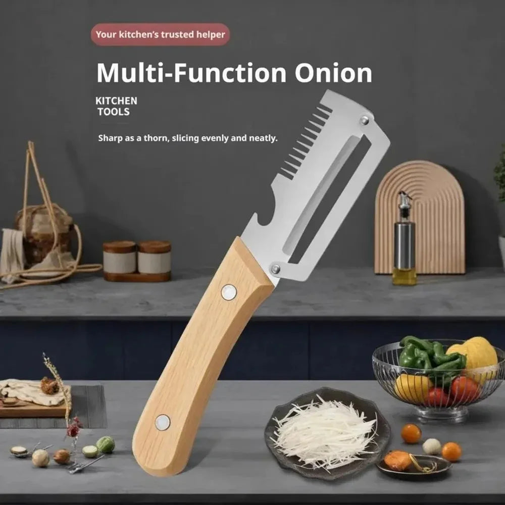 2026 Wooden Multi Functional Vegetable Peeler with Ergonomic Handle for Peeling and Slicing Fruits and Vegetables Durable Smooth