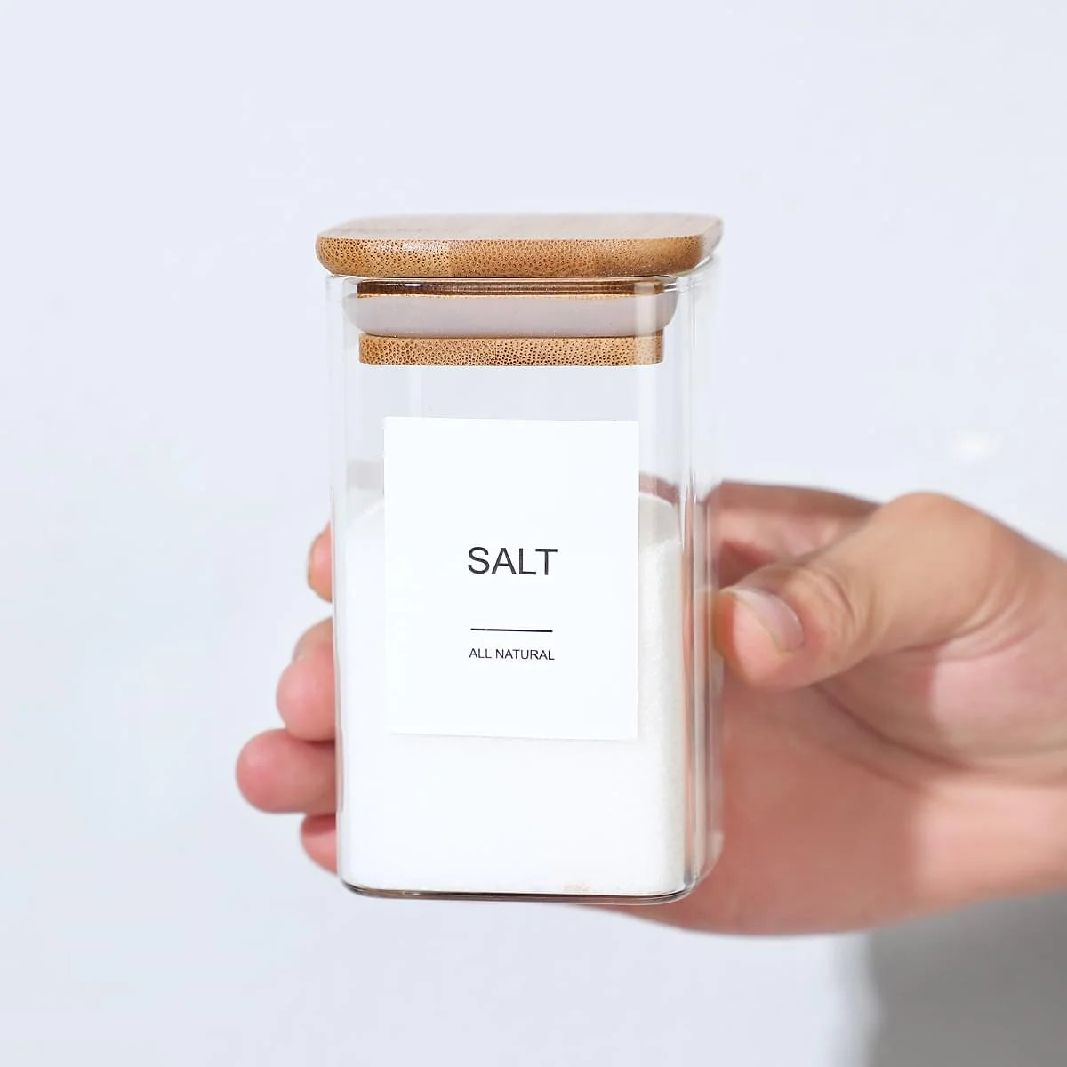 12Pcs Square Spice Jars with 72 Stickers, Kitchen Pepper Jars for Salt Seasoning
